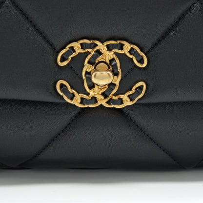 Chanel Small 19 Bag Lambskin Black With Gold And Silver Hardware