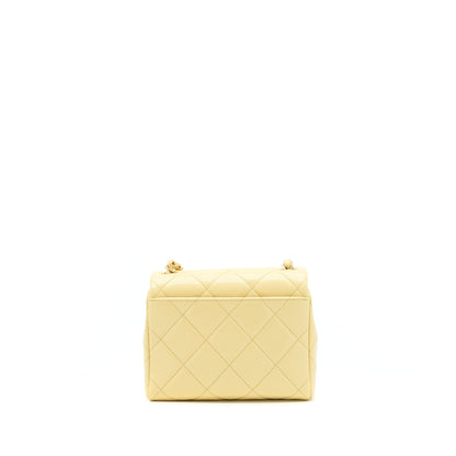 Chanel 22P New Mini Square Flap Bag Caviar Light Yellow Brushed GHW