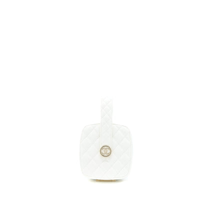 Chanel Quilted Clutch Bag Lambskin White LGHW