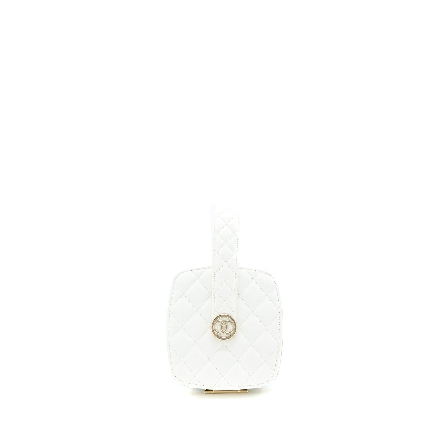 Chanel Quilted Clutch Bag Lambskin White LGHW