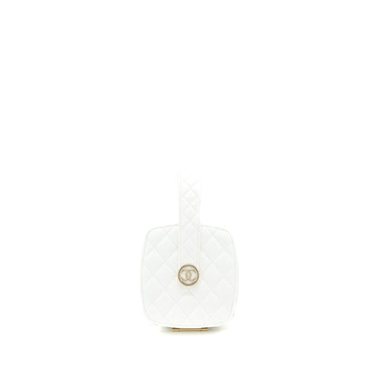 Chanel Quilted Clutch Bag Lambskin White LGHW