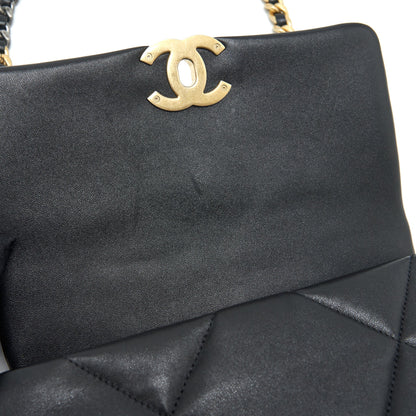 Chanel Small 19 Bag Lambskin Black With Gold And Silver Hardware