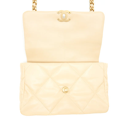 Chanel Medium 19 Bag Goatskin Beige With Gold/Silver Hardware