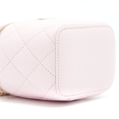 Chanel 22P Top Handle Mini Vanity With Chain Lambskin Light Pink LGHW