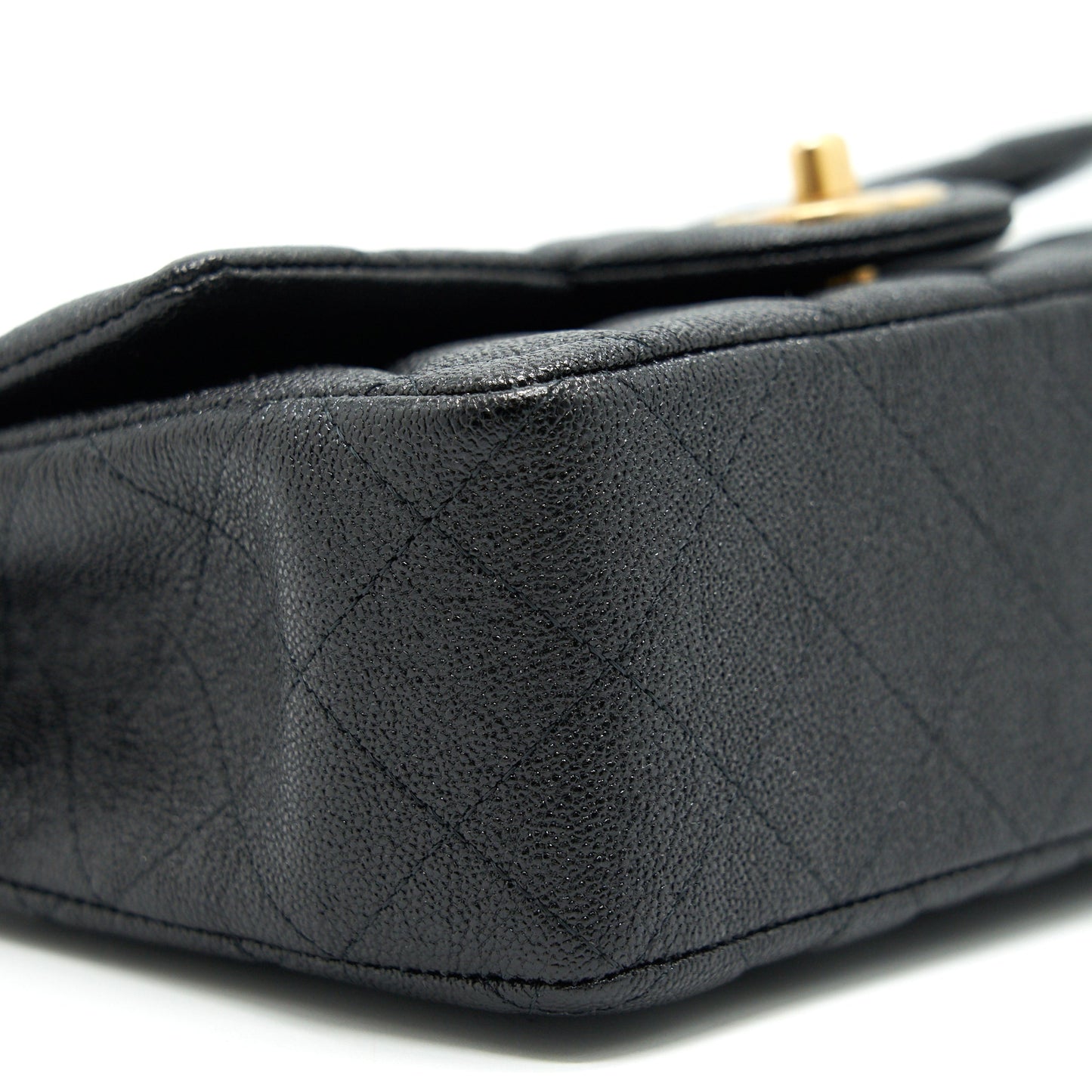 Chanel Rectangular Mini Top Handle Flap Bag granied calfskin black GHW