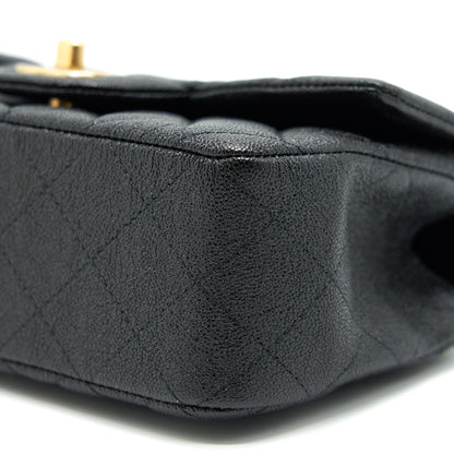 Chanel Rectangular Mini Top Handle Flap Bag granied calfskin black GHW