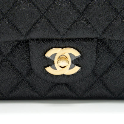Chanel Rectangular Mini Top Handle Flap Bag granied calfskin black GHW