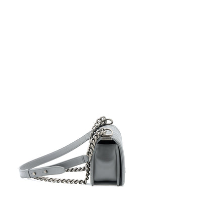 Chanel Small Boy Bag Chevron Lambskin Grey Ruthenium Hardware
