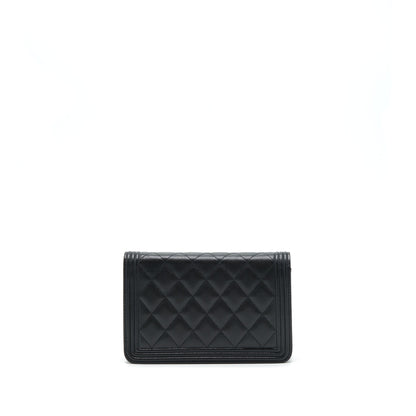 Chanel Boy Wallet On Chain Caviar Black Ruthenium Sliver Hardware (Microchip