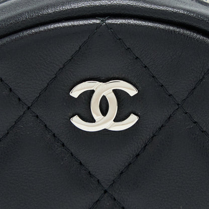 Chanel Round Clutch With Chain Lambskin Black SHW