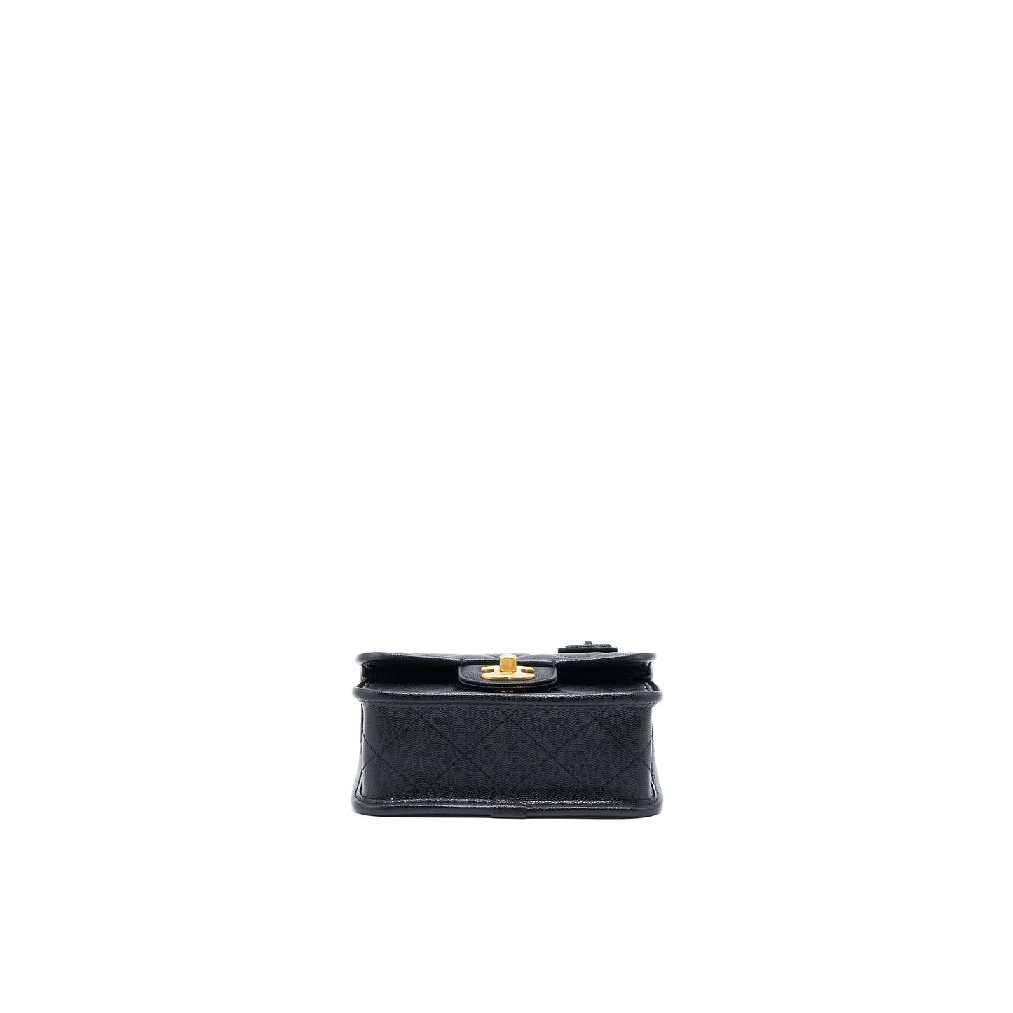 Chanel 22K Top Handle Messenger Bag Caviar Black Brushed GHW(Microchip)