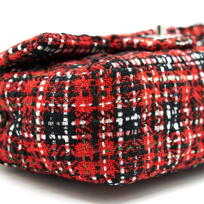 CHANEL SMALL RECTANGULAR RED BLACK TWEED IN SHW