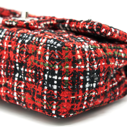 CHANEL SMALL RECTANGULAR RED BLACK TWEED IN SHW