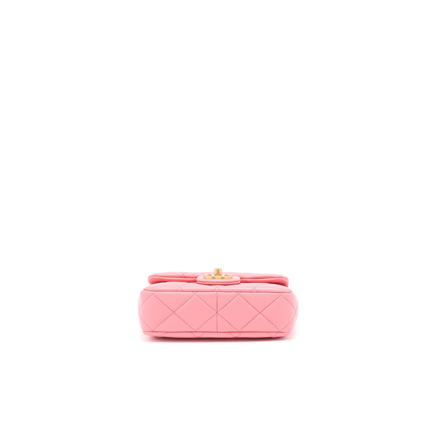 Chanel 22P Mini Square Flap Bag Lambskin Pink With Enamel And Gold Hardware (Microchip)