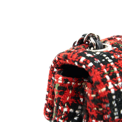 CHANEL SMALL RECTANGULAR RED BLACK TWEED IN SHW