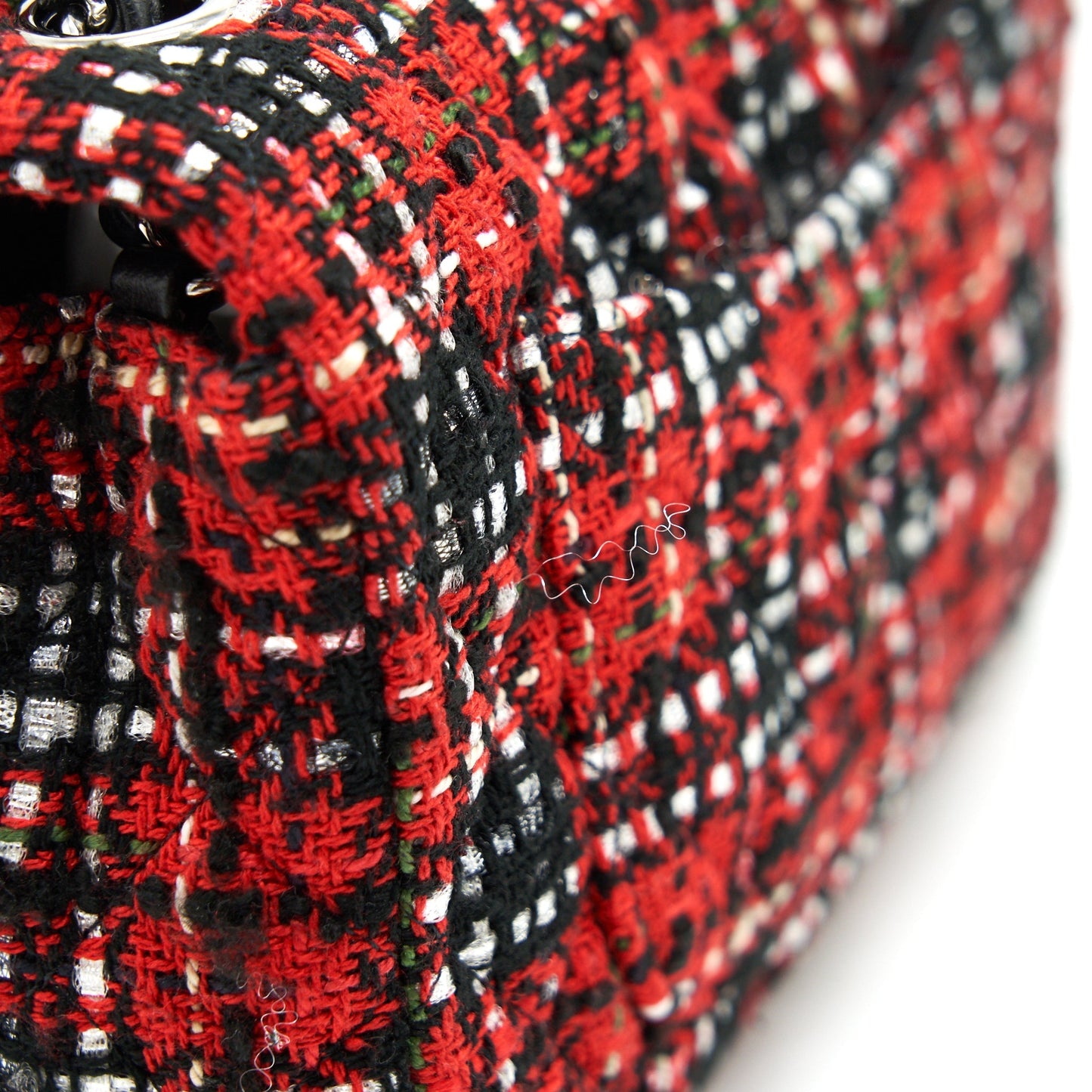 CHANEL SMALL RECTANGULAR RED BLACK TWEED IN SHW