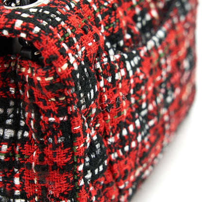 CHANEL SMALL RECTANGULAR RED BLACK TWEED IN SHW