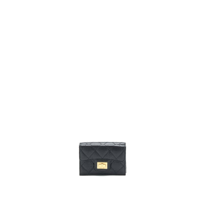 Chanel 2.55 Small Compact Wallet Black GHW