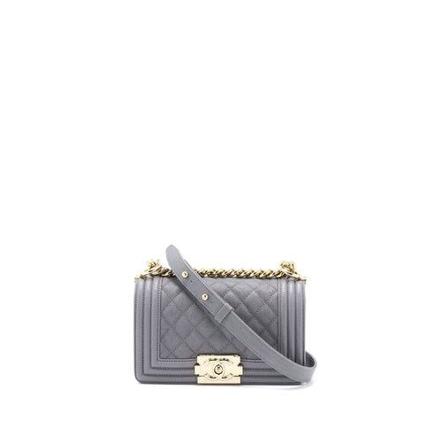 Chanel Small Boy Bag Caviar Grey LGHW