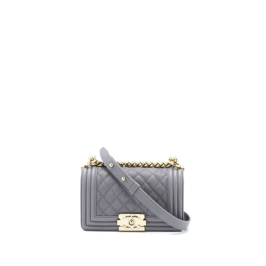 Chanel Small Boy Bag Caviar Grey LGHW