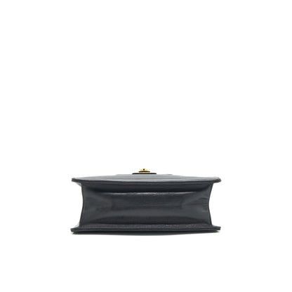 Chanel Vintage Kelly Flap Bag With Long Strap Black 24k GHW