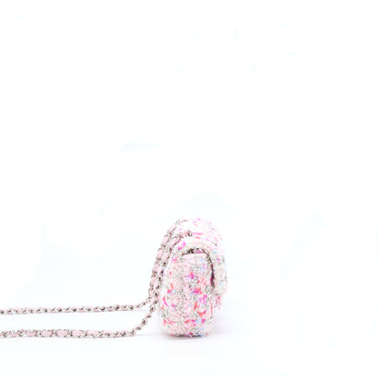 Chanel Seasonal Mini Rectangular Flap Bag Tweed Pink/Multicolour SHW