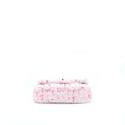 Chanel Seasonal Mini Rectangular Flap Bag Tweed Pink/Multicolour SHW