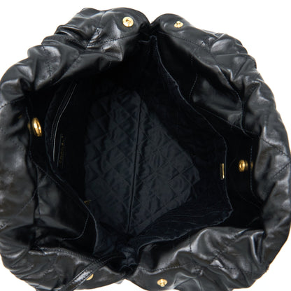 Chanel 22 Bag Medium Shiny Calfskin Black In Gold Letter GHW (Microchip)