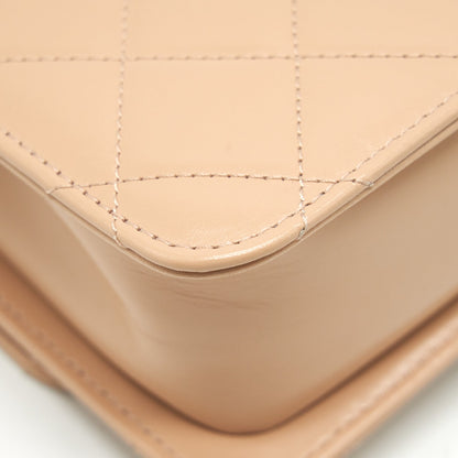 Chanel 21A Gold Crush Flap Bag Calfskin Beige GHW