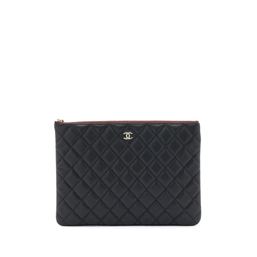 Chanel O Case Pouch Caviar Black LGHW