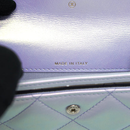 Chanel 19 Flap Card Holder Calfskin Iridescent Light Purple SHW