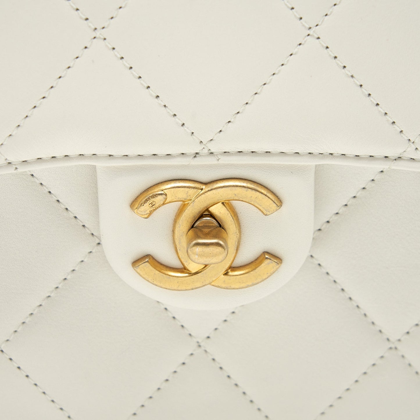 Chanel Seasonal Flap Crossbody Bag Lambskin Cream GHW