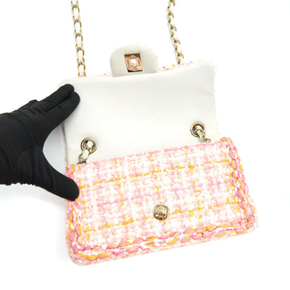 Chanel Tweeds and Fabric Mini Flap Bag Pink