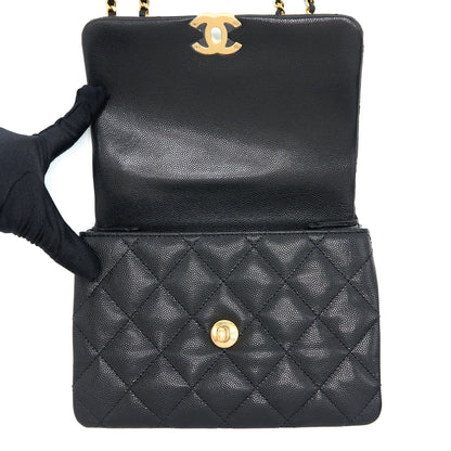Chanel 22K Coco First Flap Bag Grained Calfskin Black GHW(Microchip)