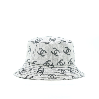 Chanel 22K Size M CC Logo Denim Bucket Hat Blue/Grey