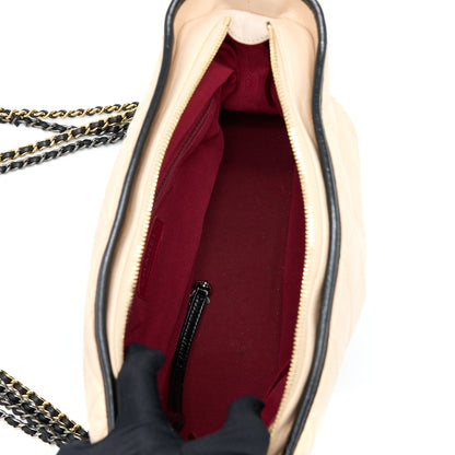 Chanel Medium Gabrielle Hobo Bag Calfskin Beige/Black Multicolour Hardware