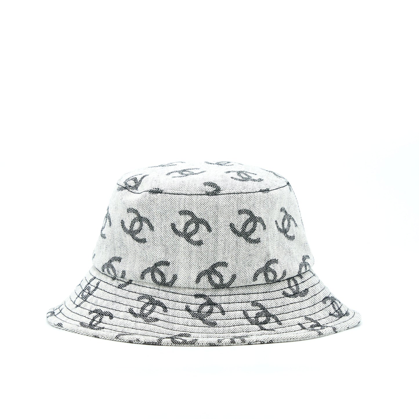 Chanel 22K Size M CC Logo Denim Bucket Hat Blue/Grey