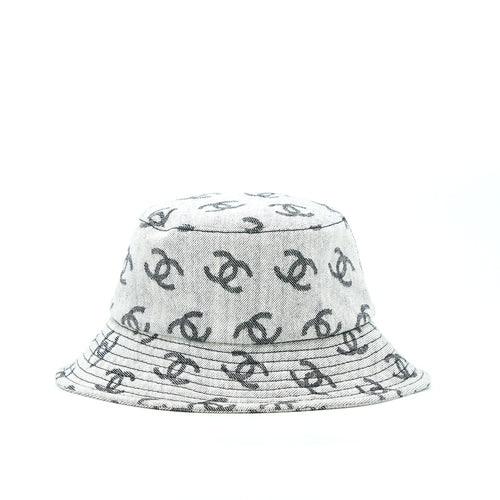 Chanel 22K Size M CC Logo Denim Bucket Hat Blue/Grey