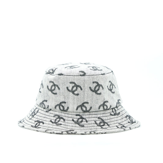 Chanel 22K Size M CC Logo Denim Bucket Hat Blue/Grey