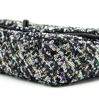 Chanel Mini Rectangular Flap Bag Sequins Multicolor Black Hardware