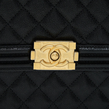Chanel Vertical Boy Bag Carviar large Black GHW