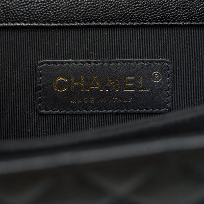 Chanel Vertical Boy Bag Carviar large Black GHW