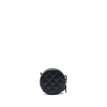 Chanel Round Clutch With Chain Lambskin Black SHW