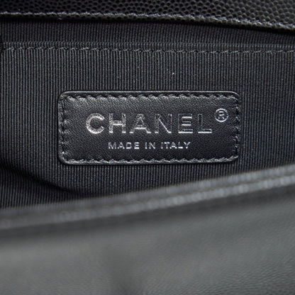 Chanel Small Boy Bag Caviar Black Ruthenium Hardware (Microchip)