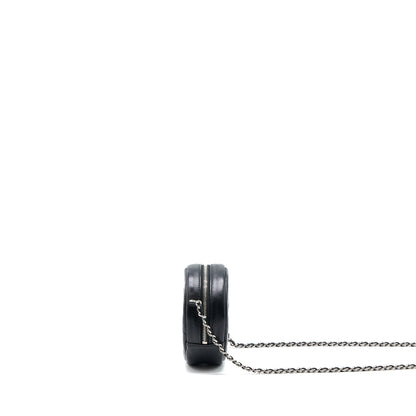 Chanel Round Clutch With Chain Lambskin Black SHW