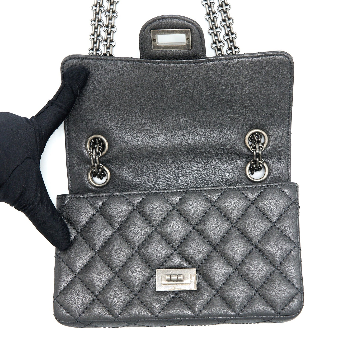 Chanel Mini 2.55 Reissue Flap Bag Goatskin Dark Grey Ruthenium Hardware