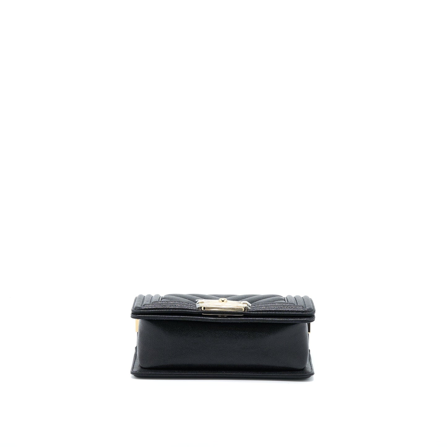 Chanel Small Boy Bag Chevron Caviar Black LGHW