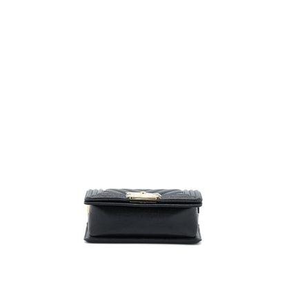 Chanel Small Boy Bag Chevron Caviar Black LGHW