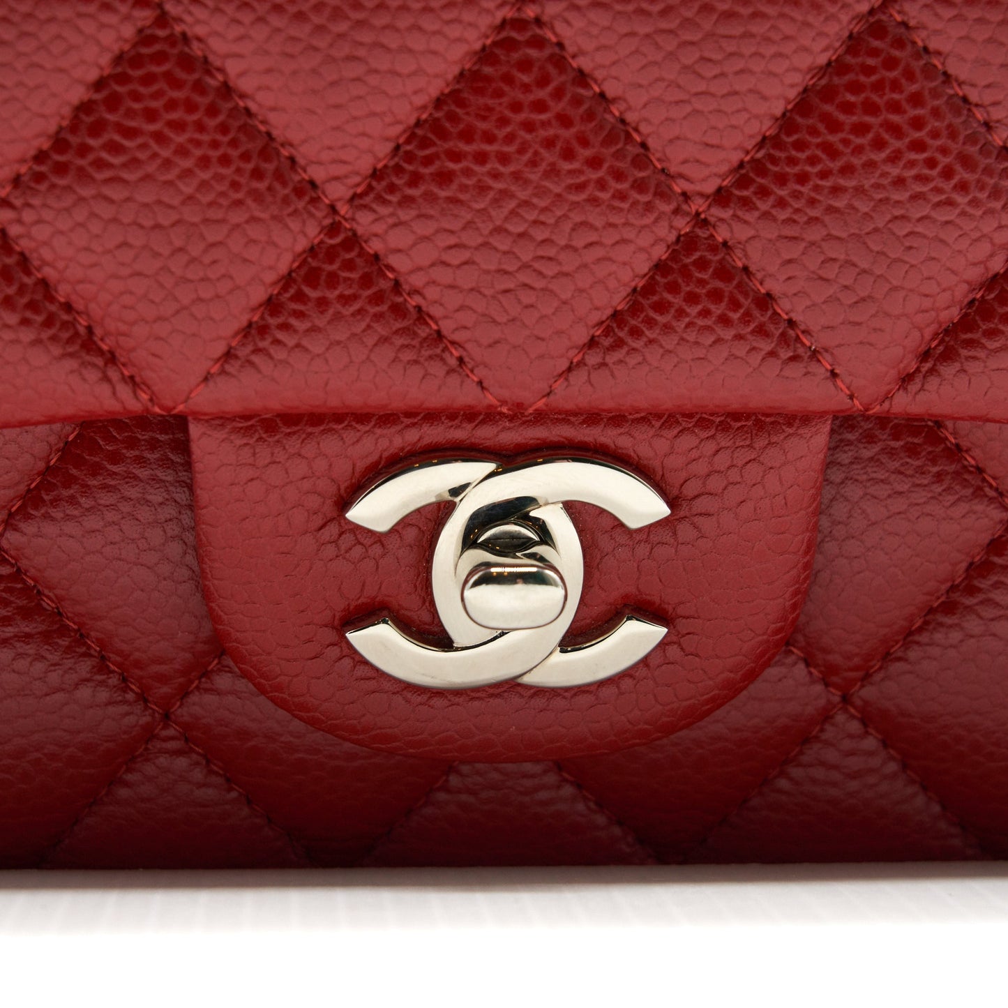 Chanel Medium Classic Double Flap Caviar Red SHW