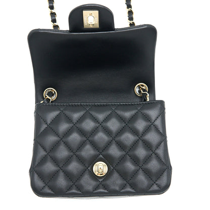 Chanel Classic Mini Square Flap Bag Lambskin Black GHW